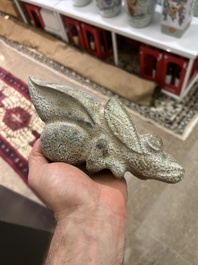 Two Chinese calcified jade sculptures of cicada, possibly Zhou to Han