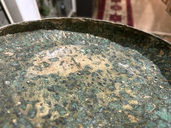 Two Chinese ritual bronze 'ding' and 'gui' food containers, possibly Warring States Period