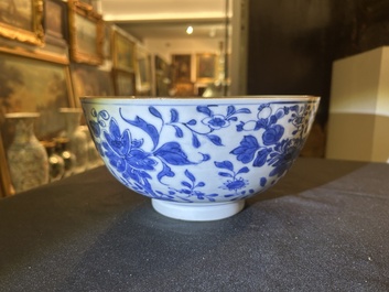 Two Chinese blue and white bowls, Kangxi and 19th C.