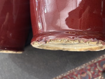 Four Chinese monochrome oxblood-glazed vases, 20th C.