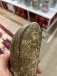 Two Chinese calcified jade sculptures of cicada, possibly Zhou to Han