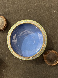 Nine Chinese cloisonn&eacute; vases and a covered bowl, 20th C.