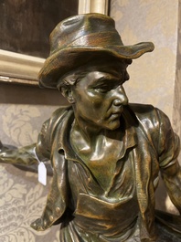 Henri D&eacute;sir&eacute; Gauqui&eacute; (1858-1927): The sower, brown-green patinated bronze