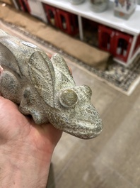 Two Chinese calcified jade sculptures of cicada, possibly Zhou to Han