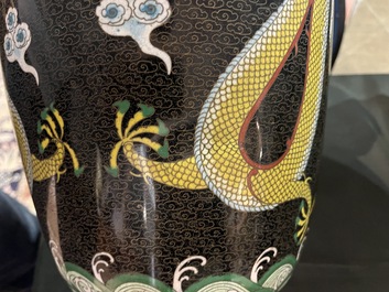 A pair of Chinese cloisonn&eacute; dragon vases, 19th/20th C.