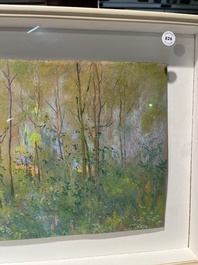 Rodolphe De Saegher (1871-1941): Summer landscape with trees, pastel on paper