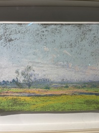 Rodolphe De Saegher (1871-1941): Zomers landschap, pastel op papier