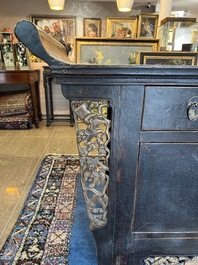 A Chinese wooden altar cabinet ('jia tang gui') with openworked ends, Guangdong/Fujian, late Qing/Republic