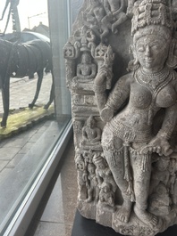 A fine Indian grey sandstone stele depicting Parvati, probably east-India, Pala period, 11th/12th C.