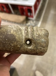 Two Chinese calcified jade sculptures of cicada, possibly Zhou to Han