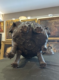 A Chinese bronze 'three luduan' tripod censer, 17th/18th C.