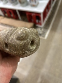 Two Chinese calcified jade sculptures of cicada, possibly Zhou to Han