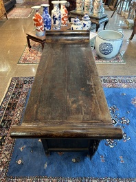 A Chinese wooden altar cabinet ('jia tang gui') with openworked ends, Guangdong/Fujian, late Qing/Republic