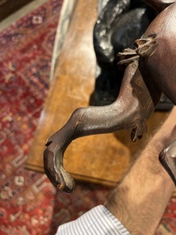 Een paar houten sculpturen van poedels en een leeuw, mogelijk Engeland, 18de/19de eeuw