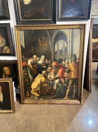 Vlaamse school, navolger van Hendrick Goltzius (1558-1617): De besnijdenis van Christus, olie op doek, 17de eeuw