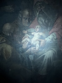 Vlaamse school, navolger van Hendrick Goltzius (1558-1617): De besnijdenis van Christus, olie op doek, 17de eeuw