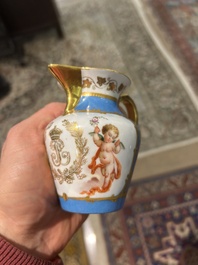 A French blue ground S&egrave;vres style t&ecirc;te-&agrave;-t&ecirc;te two-persons tea service, 19th C.