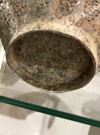 Two Chinese ritual bronze 'ding' and 'gui' food containers, possibly Warring States Period