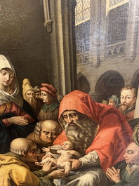 Vlaamse school, navolger van Hendrick Goltzius (1558-1617): De besnijdenis van Christus, olie op doek, 17de eeuw