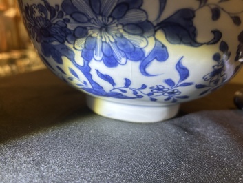 Two Chinese blue and white bowls, Kangxi and 19th C.