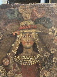 Cusco School, Peru: Madonna with Child, oil on canvas, 18th C.