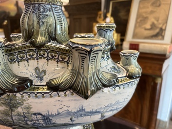 A polychrome French faience tulip vase, Saint-Cl&eacute;ment, 19th C.