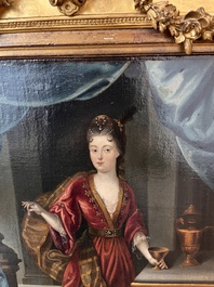 Franse school, navolger van Fran&ccedil;ois de Troy (1645-1730): Portret van Anne Louise B&eacute;n&eacute;dicte de Bourbon als Cleopatra, olie op doek, 18de eeuw