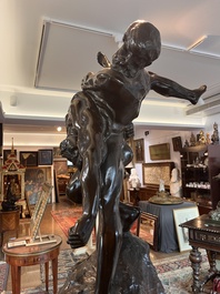 Jef Lambeaux (1852-1908): The wrestlers, brown patinated bronze, foundry mark 'G. Wins Fondeur Bruxelles'