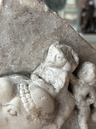 A fine Indian white marble parikha fragment with a Jain Thirthankara, probably Gujarat, 15th/16th C.