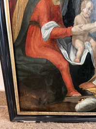 Prague school: The adoration of the magi, oil on panel, 17th C.