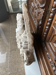 A fine Indian white marble parikha fragment with a Jain Thirthankara, probably Gujarat, 15th/16th C.