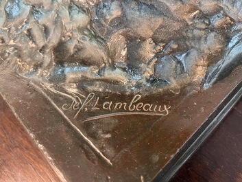 Jef Lambeaux (1852-1908): The wrestlers, green patinated bronze