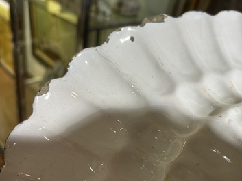 A blue and white Haarlem faience dish with 'The flight into Egypt', late 17th C.