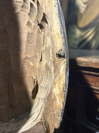 A large limewood sculpture of the crucified Saint Dismas, Germany, 16th C.