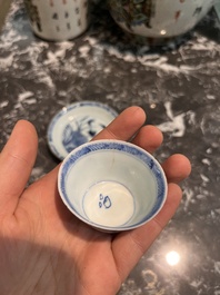 Eight Chinese blue and white wares, Kangxi and later