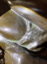 Jef Lambeaux (1852-1908): The wrestlers, green patinated bronze