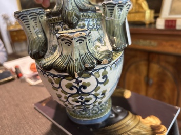 A polychrome French faience tulip vase, Saint-Cl&eacute;ment, 19th C.