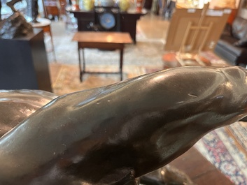 Jef Lambeaux (1852-1908): The wrestlers, green patinated bronze