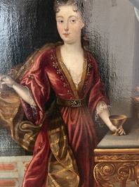 Franse school, navolger van Fran&ccedil;ois de Troy (1645-1730): Portret van Anne Louise B&eacute;n&eacute;dicte de Bourbon als Cleopatra, olie op doek, 18de eeuw