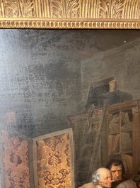 Joseph Geirnaert (1790-1859): 'Chez le notaire', oil on canvas, dated 1837