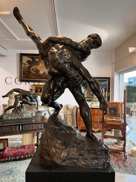 Jef Lambeaux (1852-1908): The wrestlers, brown patinated bronze, foundry mark 'G. Wins Fondeur Bruxelles'