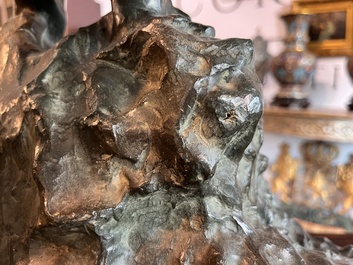 Jef Lambeaux (1852-1908): The wrestlers, green patinated bronze