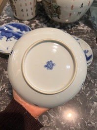 Eight Chinese blue and white wares, Kangxi and later