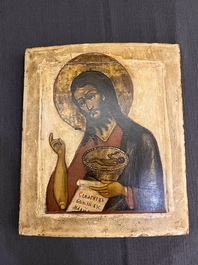 Een Russisch-orthodoxe 'Johannes de Voorloper' icoon, begin 19de eeuw