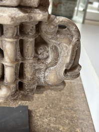 A fine Indian white marble parikha fragment with a Jain Thirthankara, probably Gujarat, 15th/16th C.