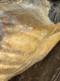 A large limewood sculpture of the crucified Saint Dismas, Germany, 16th C.