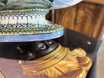 A polychrome French faience tulip vase, Saint-Cl&eacute;ment, 19th C.