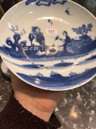 Eight Chinese blue and white wares, Kangxi and later