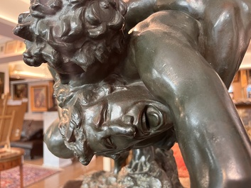 Jef Lambeaux (1852-1908): The wrestlers, green patinated bronze