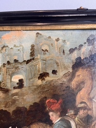 Prague school: The adoration of the magi, oil on panel, 17th C.